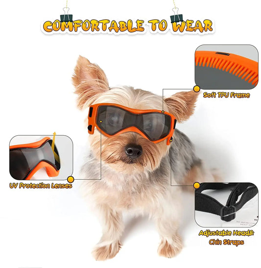 Accessoires pour animaux de compagnie. Protection UV extérieure lunettes de soleil pour chien de petite taille à moyenne. Sangles réglables.
