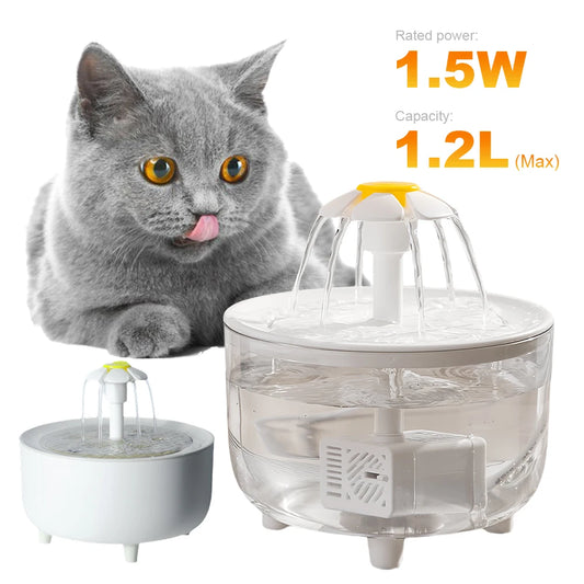 Fontaine à eau automatique pour animaux de compagnie, bol filtrant pour chat, distributeur d'eau électrique chargement via USB, 1200ml.