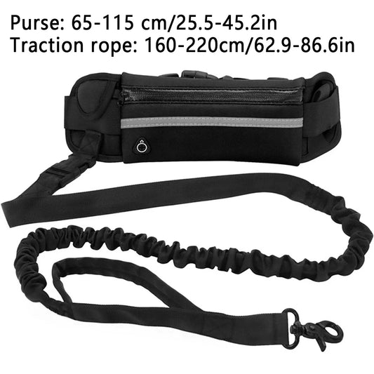 Laisse de taille en Nylon pour chien, avec sac à la taille. Ceinture élastique rétractable, laisse de Traction pour chien, boucle de ceinture réfléchissante.
