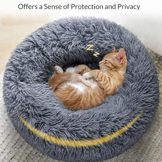 Lit rond en peluche super doux pour animaux de compagnie, lit de 40cm à 90cm