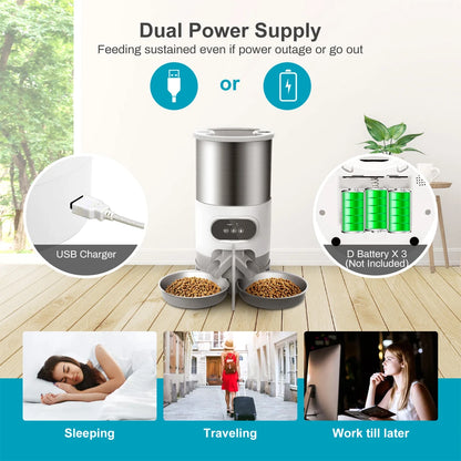 Mangeoire intelligent pour animaux de compagnie. Distributeur automatique ou non de nourriture pour chat et chien. Adapté aux chats et chiens de petite et moyenne taille, alimentation à distance via l'application.