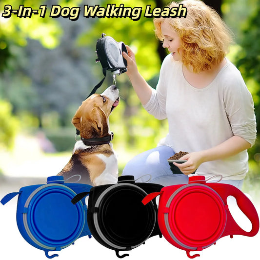 Laisse multifonctions 3 en 1 portable pour animaux de compagnie, 3 en 1, livré avec une bouteille d'eau. 3 modèle aux choix, laisse pour animaux de compagnie.