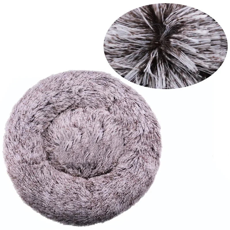 Lit rond en peluche super doux pour animaux de compagnie, lit de 40cm à 90cm