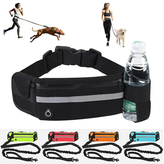 Laisse de taille en Nylon pour chien, avec sac à la taille. Ceinture élastique rétractable, laisse de Traction pour chien, boucle de ceinture réfléchissante.