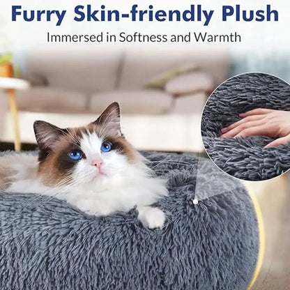 Lit rond en peluche super doux pour animaux de compagnie, lit de 40cm à 90cm