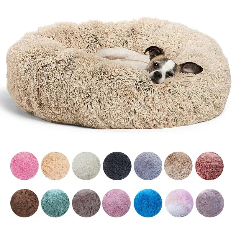 Lit rond en peluche super doux pour animaux de compagnie, lit de 40cm à 90cm