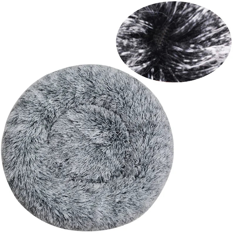 Lit rond en peluche super doux pour animaux de compagnie, lit de 40cm à 90cm
