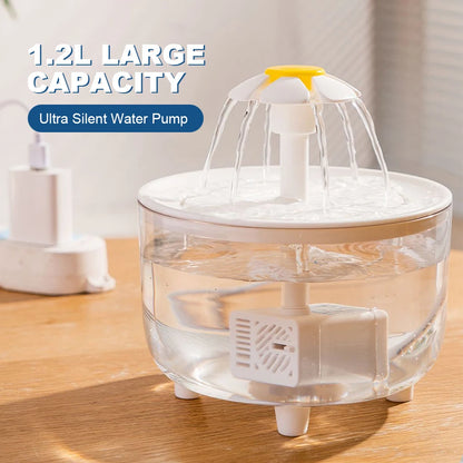Fontaine à eau automatique pour animaux de compagnie, bol filtrant pour chat, distributeur d'eau électrique chargement via USB, 1200ml.