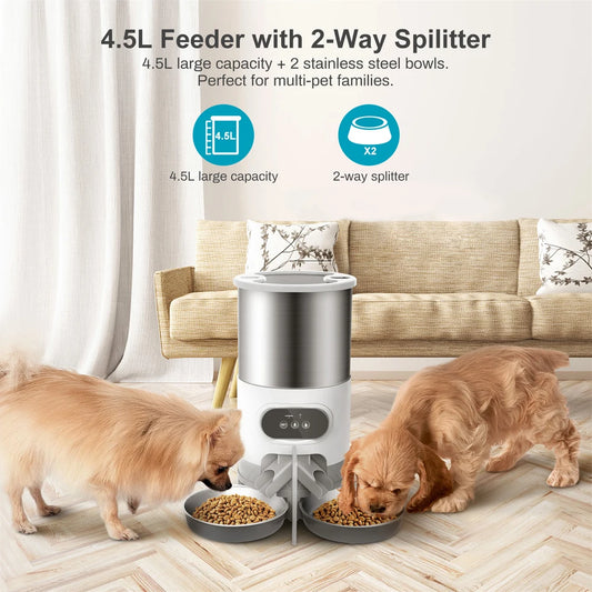 Mangeoire intelligent pour animaux de compagnie. Distributeur automatique ou non de nourriture pour chat et chien. Adapté aux chats et chiens de petite et moyenne taille, alimentation à distance via l'application.