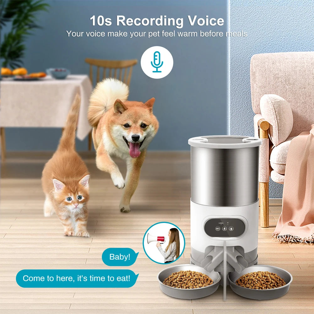 Mangeoire intelligent pour animaux de compagnie. Distributeur automatique ou non de nourriture pour chat et chien. Adapté aux chats et chiens de petite et moyenne taille, alimentation à distance via l'application.